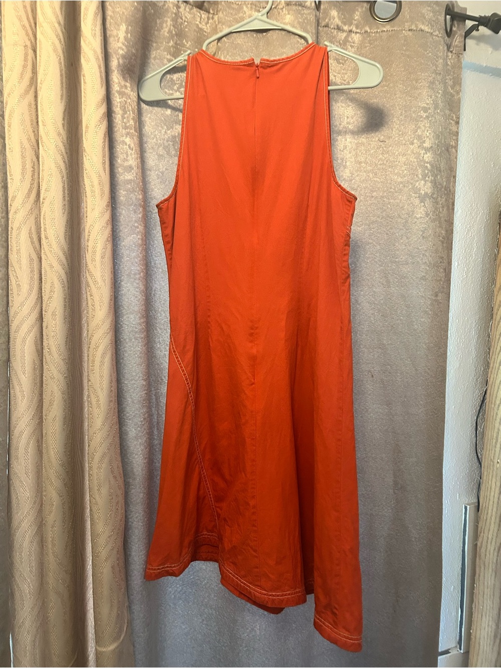 Anthropologie Asymmetrical Dress Maeve Size 10 Red Orange Lightweight Cotton - Picture 5 of 6